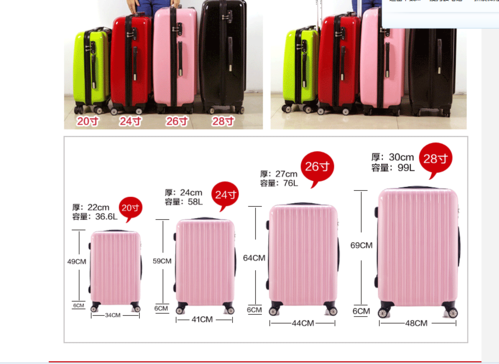 20寸行李箱尺寸多少厘米?