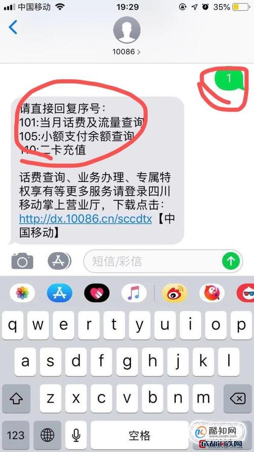 中国移动用短信查话费的方法的相关图片